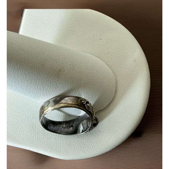 Vintage Sterling Green Cabochon Stone Ring. Size 5 - Picture 4 of 5